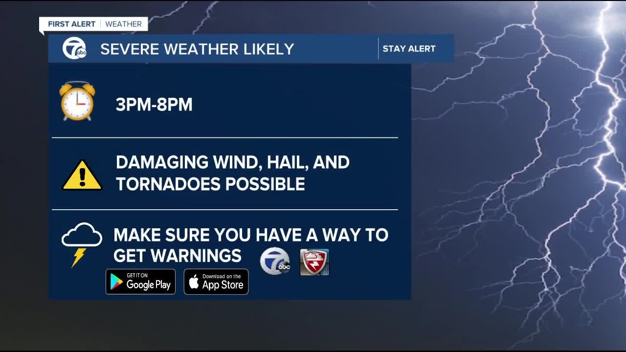 Severe weather likely in metro Detroit Wednesday