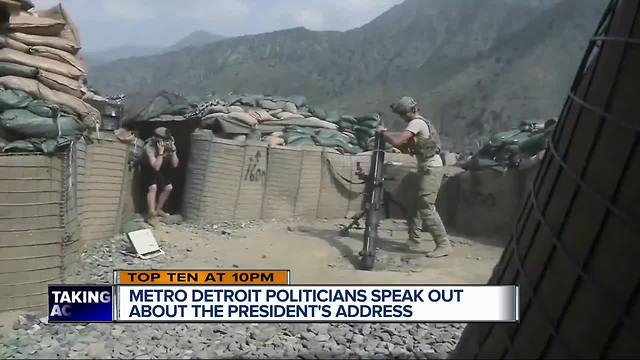 Metro Detroit politicians speak out about President Trump's Afghanistan address