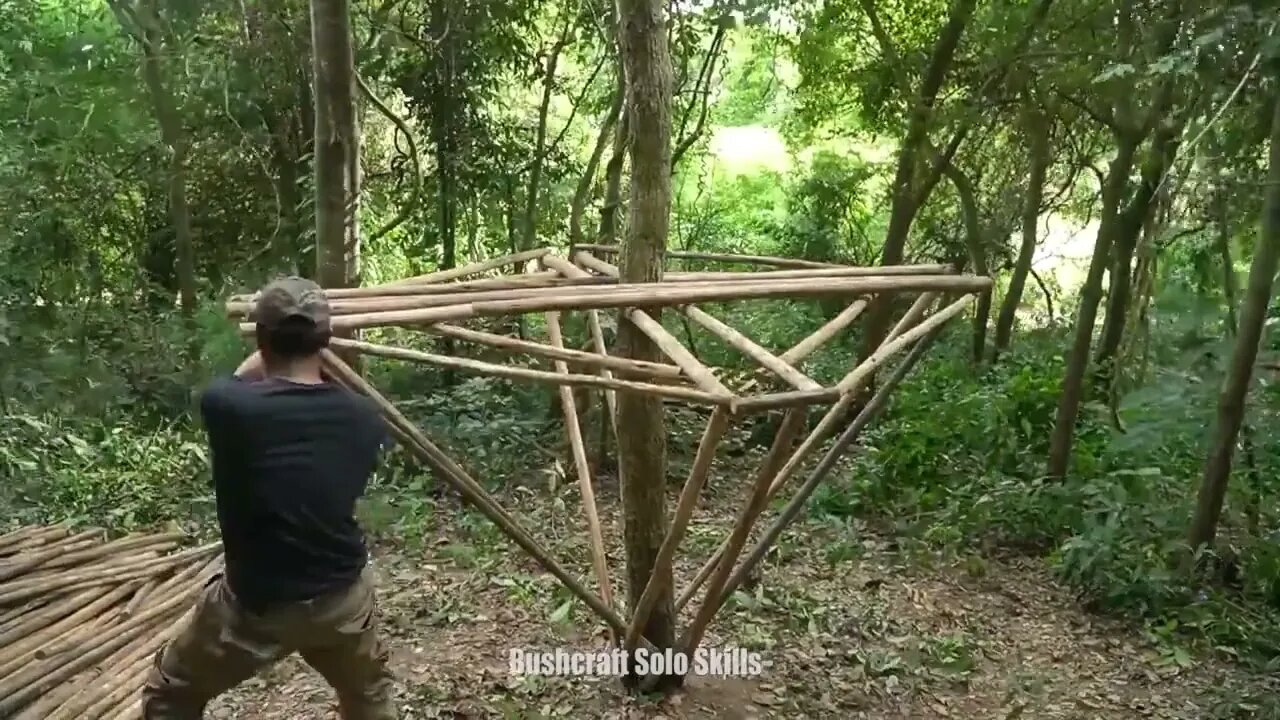 Jungle craft builds cabins from abandoned timber..7