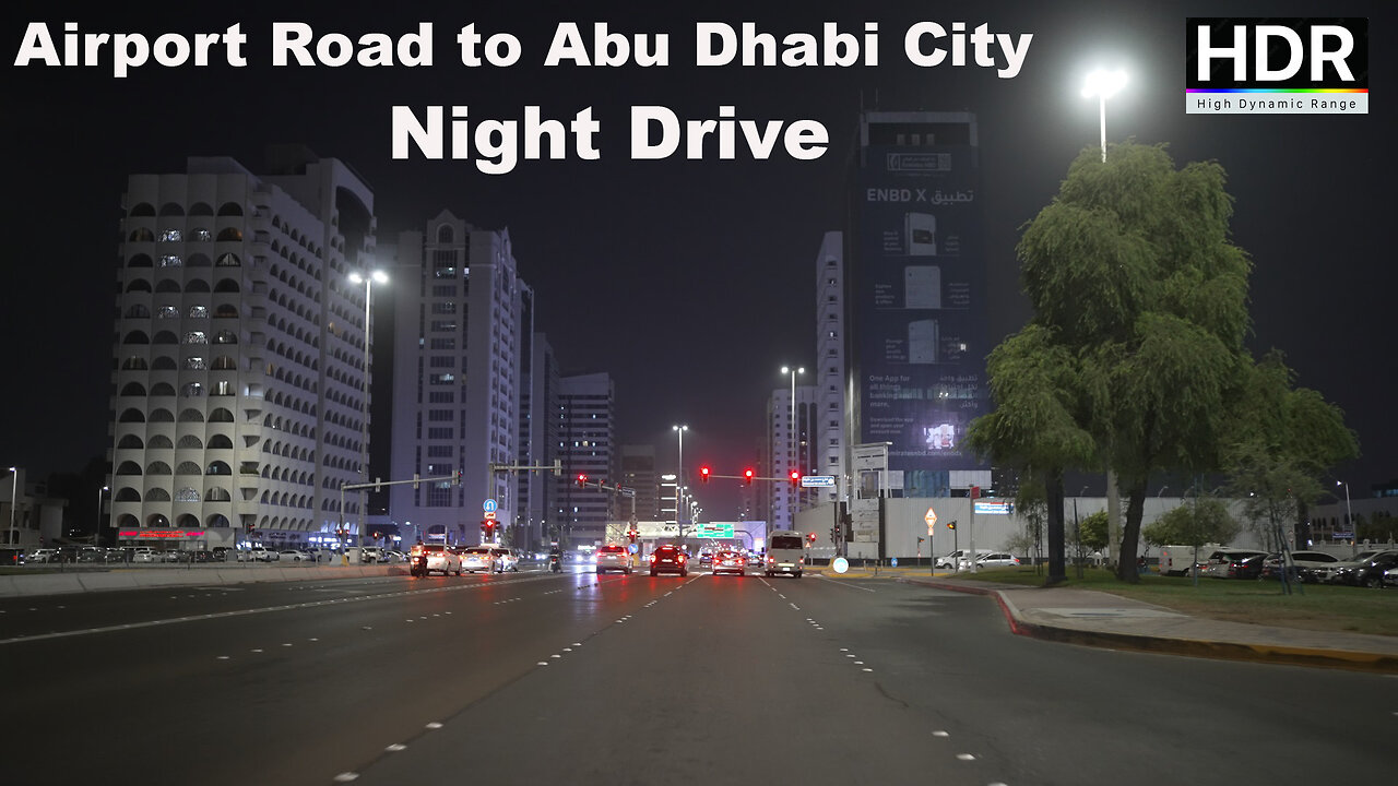 Airport Road to Abu Dhabi city Night Drive