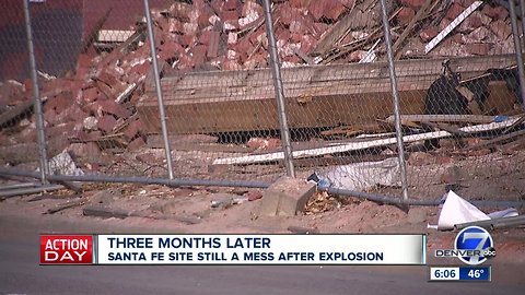 Pile of debris untouched months after Denver apartment explosion on Santa Fe Drive