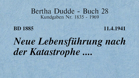 BD 1885 - NEUE LEBENSFÜHRUNG NACH DER KATASTROPHE ....