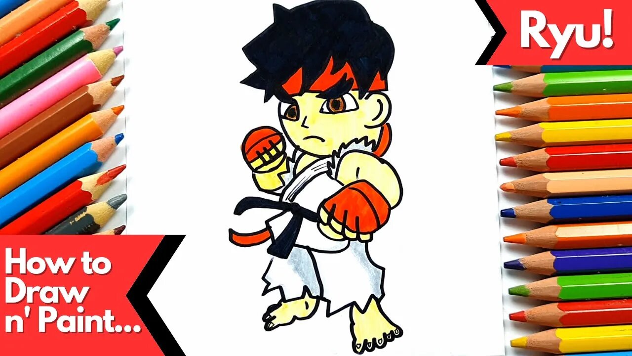 How to Draw and Paint Ryu from Street Fighter Game