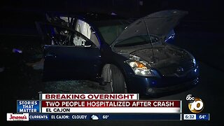 Violent crash in El Cajon sends 2 to hospital