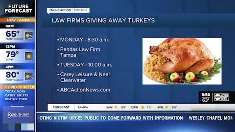 Tampa Bay area law firms giving away Thanksgiving turkeys to families in need during the pandemic