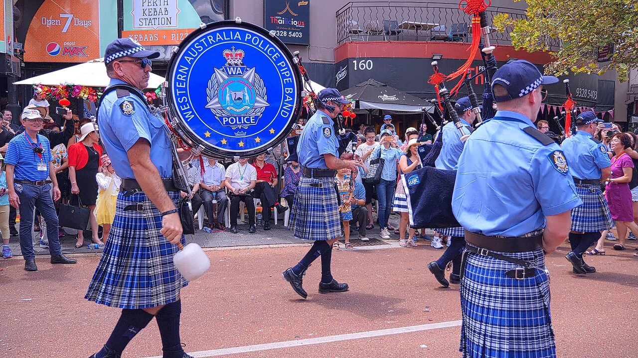 Bagpipes WAPOL Police Pipe Band Scottish Music CNY Perth Chinese New Year Australia