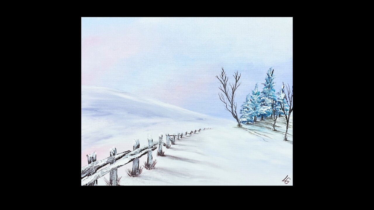 Winter painting tutorial in acrylic