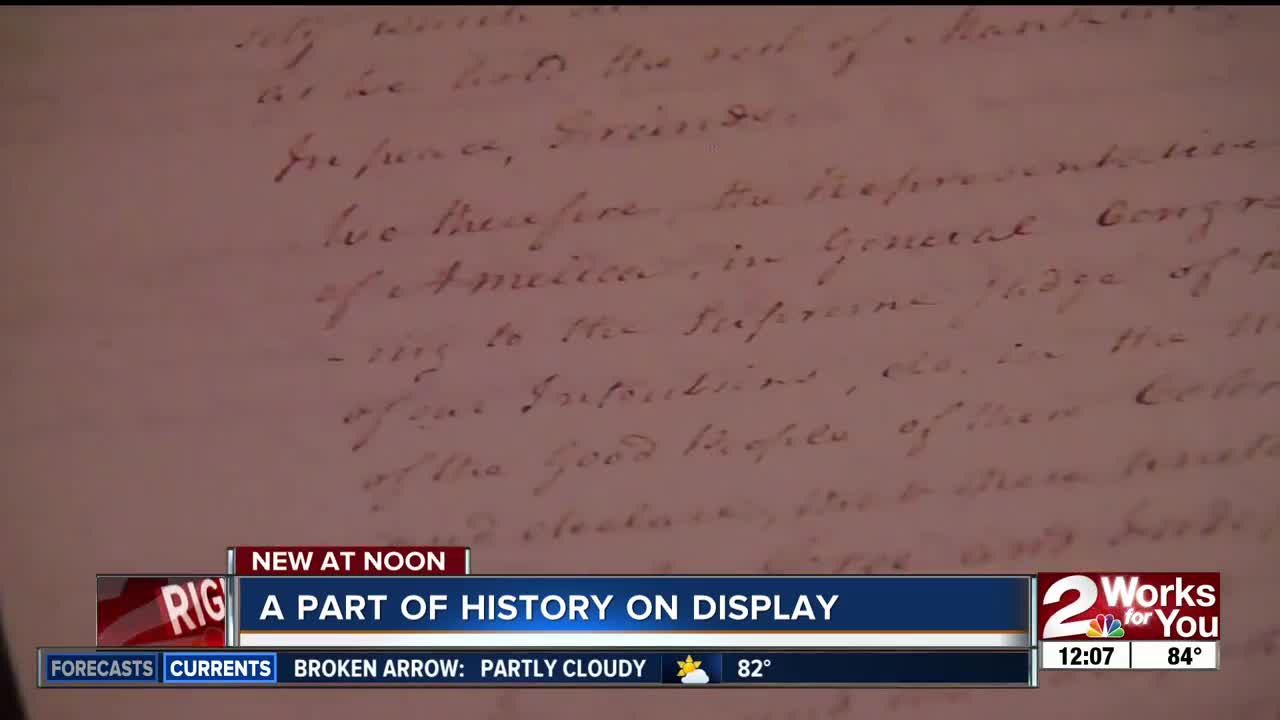 Tulsa museum displays copy of Declaration of Independence