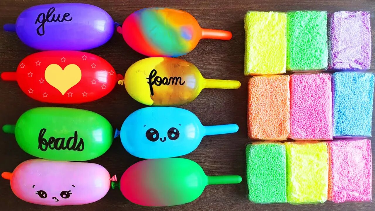 Making Slime with Crunchy Bricks and Funny Balloons
