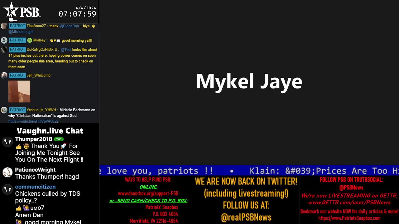 2024-04-04 07:00 EDT - Patriots Soapbox AM: with MykelJaye, SkyeBreeze