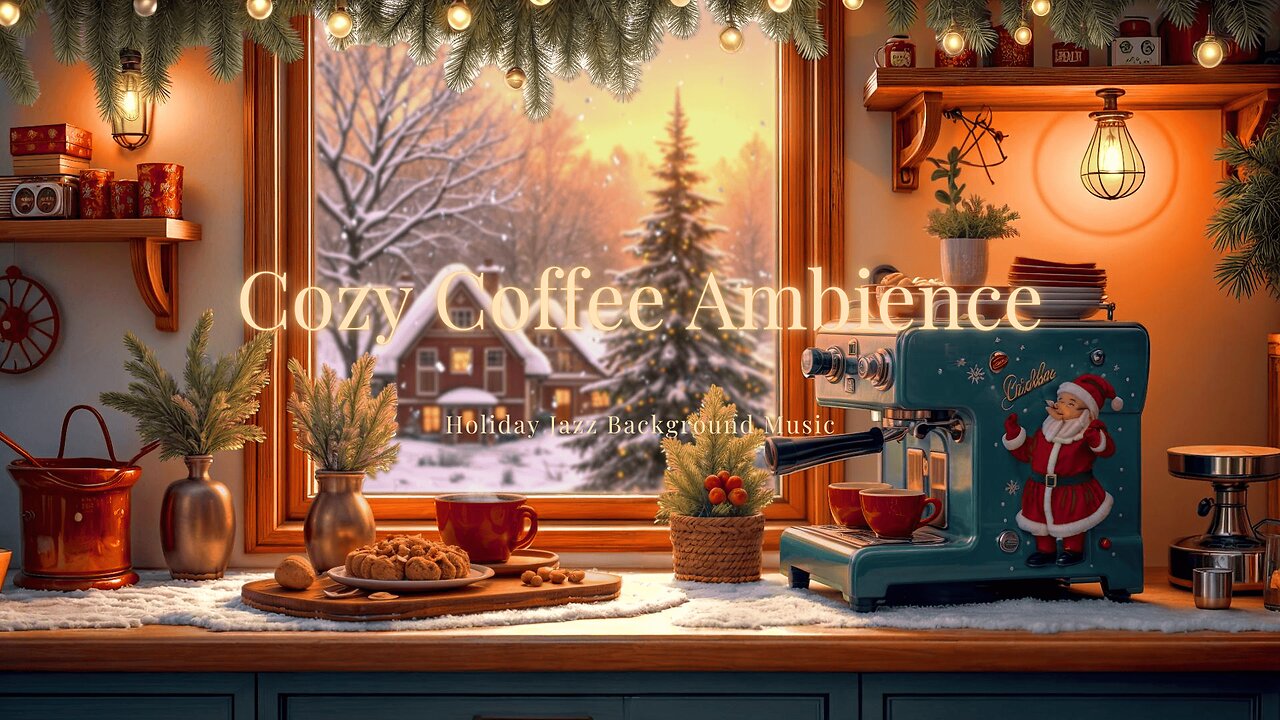 Relaxing Christmas Coffee Space 🎅 Gentle Jazz Music for a Cozy and Festive Snowy Winter Space