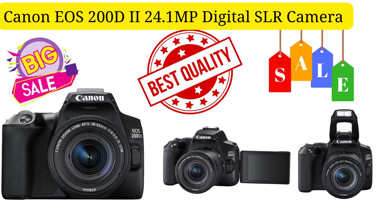 Canon EOS 200D II 24.1MP Digital SLR Camera + EF-S 18-55mm f4 is STM Lens