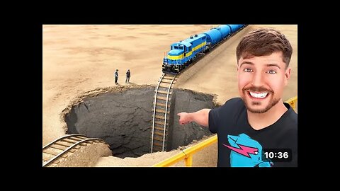 Train Vs Giant Pit #mrbeast @mrbeast Go buy my merch at