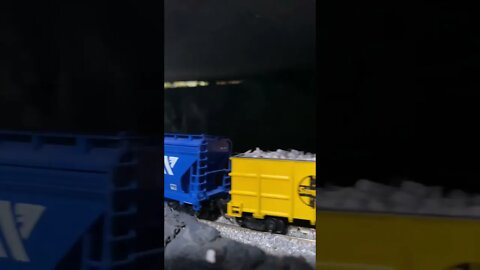 BNSF manifest train in a tunnel