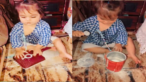 She put all her milk on the floor after seeing that I was mad at her and started cleaning it but