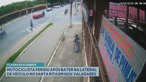 Flagra de acidente: Motociclista ferido após bater na lateral de veículo no Santa Rita em Valadares