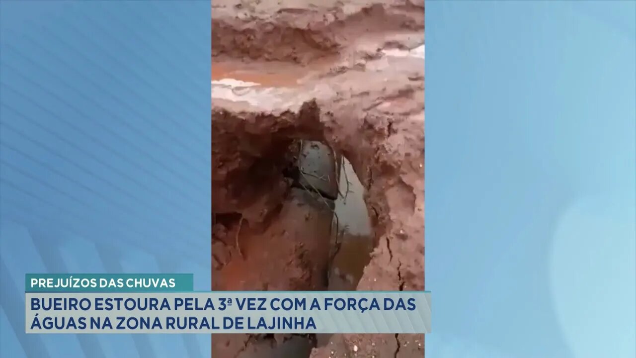 Prejuízos das Chuvas: Bueiro Estoura pela 3 Vez com a Força das Águas na Zona Rural de Lajinha.