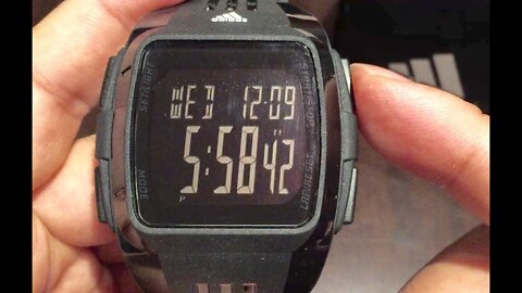 adidas Unisex ADP6090 Digital Black Striped Watch with Polyurethane Band