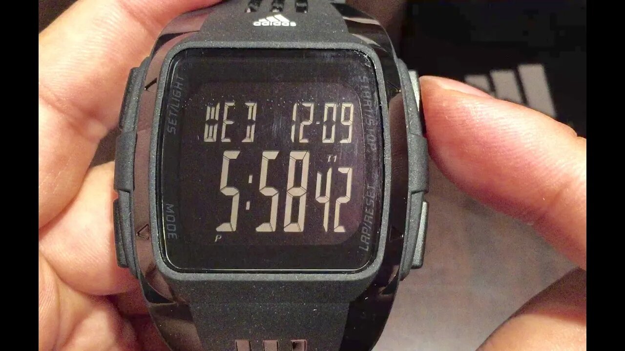 adidas Unisex ADP6090 Digital Black Striped Watch with Polyurethane Band