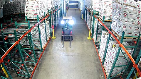 forklift driver takes out the security camera