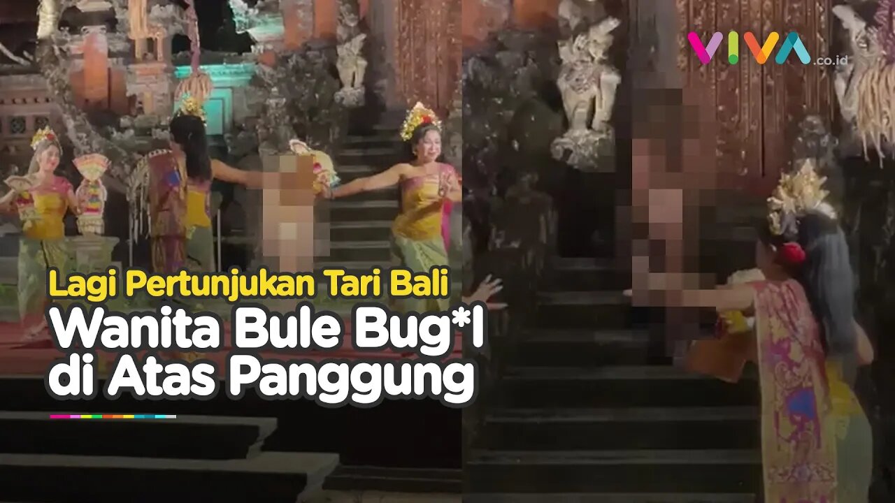KACAU! Turis Wanita Asing Bug*l Nekat Terobos Pentas Tari Bali