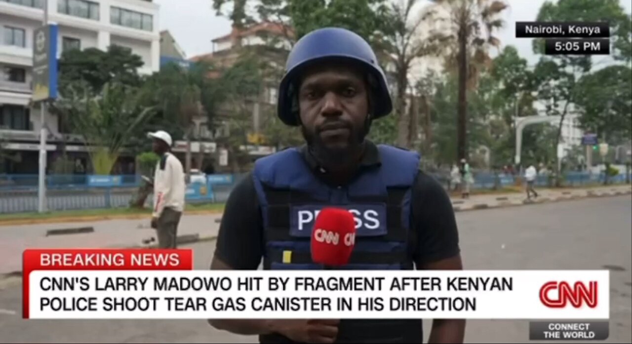 Kenyan reporter lies about being hit by a flash bang grenade in the face