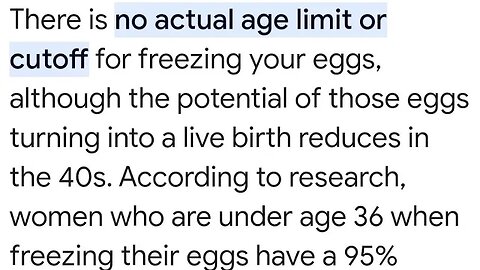 NO ACTUAL LIMIT FREEZE YOUR EGG FERTILITY