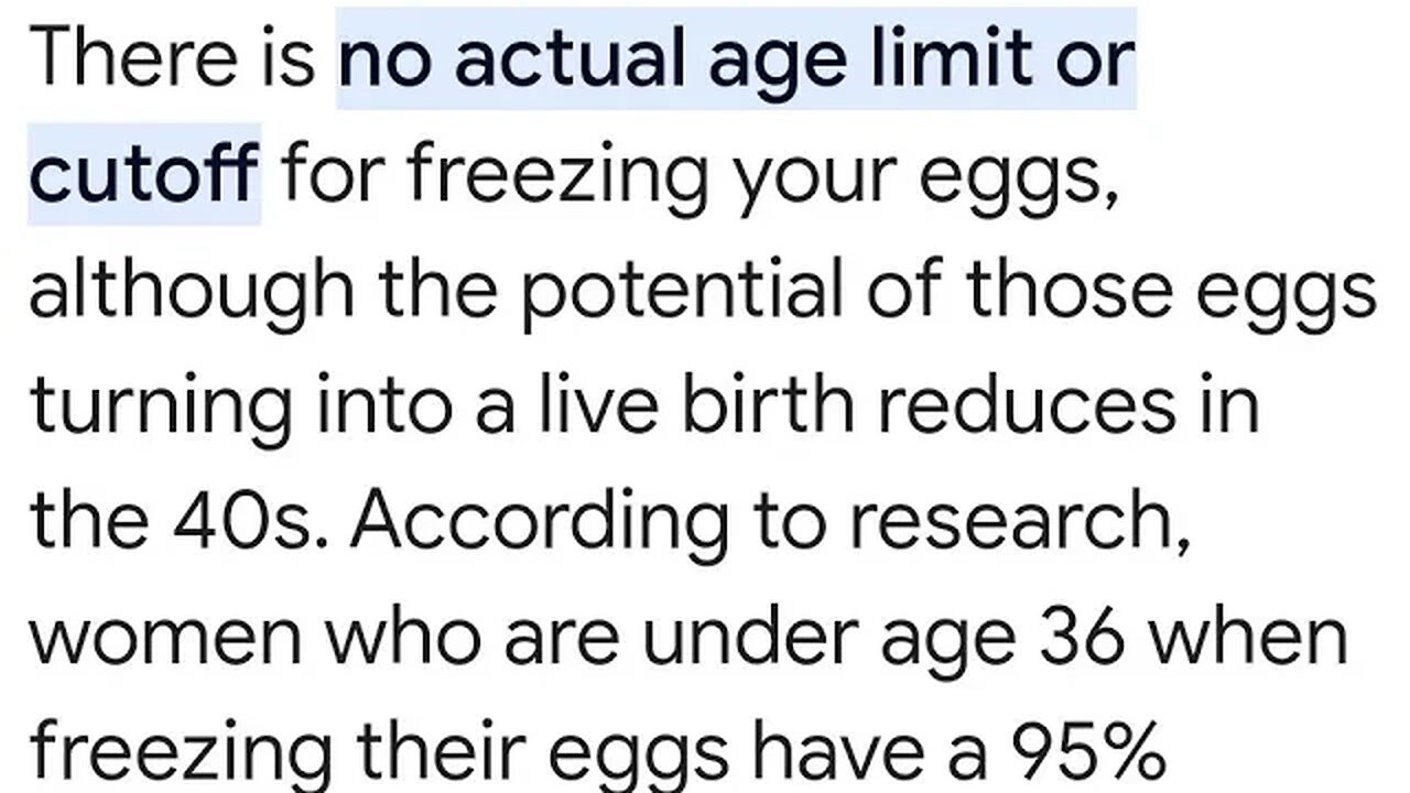 NO ACTUAL LIMIT FREEZE YOUR EGG FERTILITY