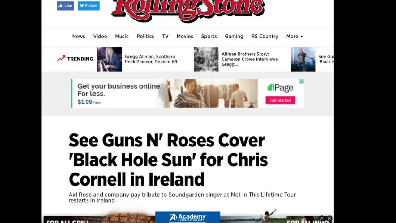 Guns & Roses Cover Song on Tour in Ireland Black Hole Sun, Is it the Nemesis & Brown Dwarf Star?