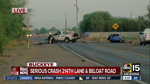 Serious crash involving two cars in the Buckeye area