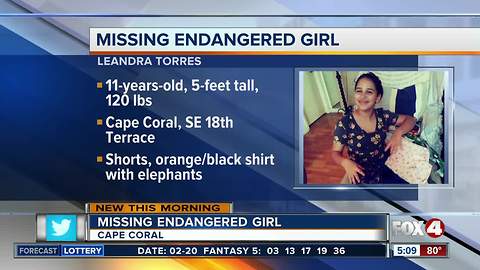 Cape Coral Police looking for missing 11-year-old girl