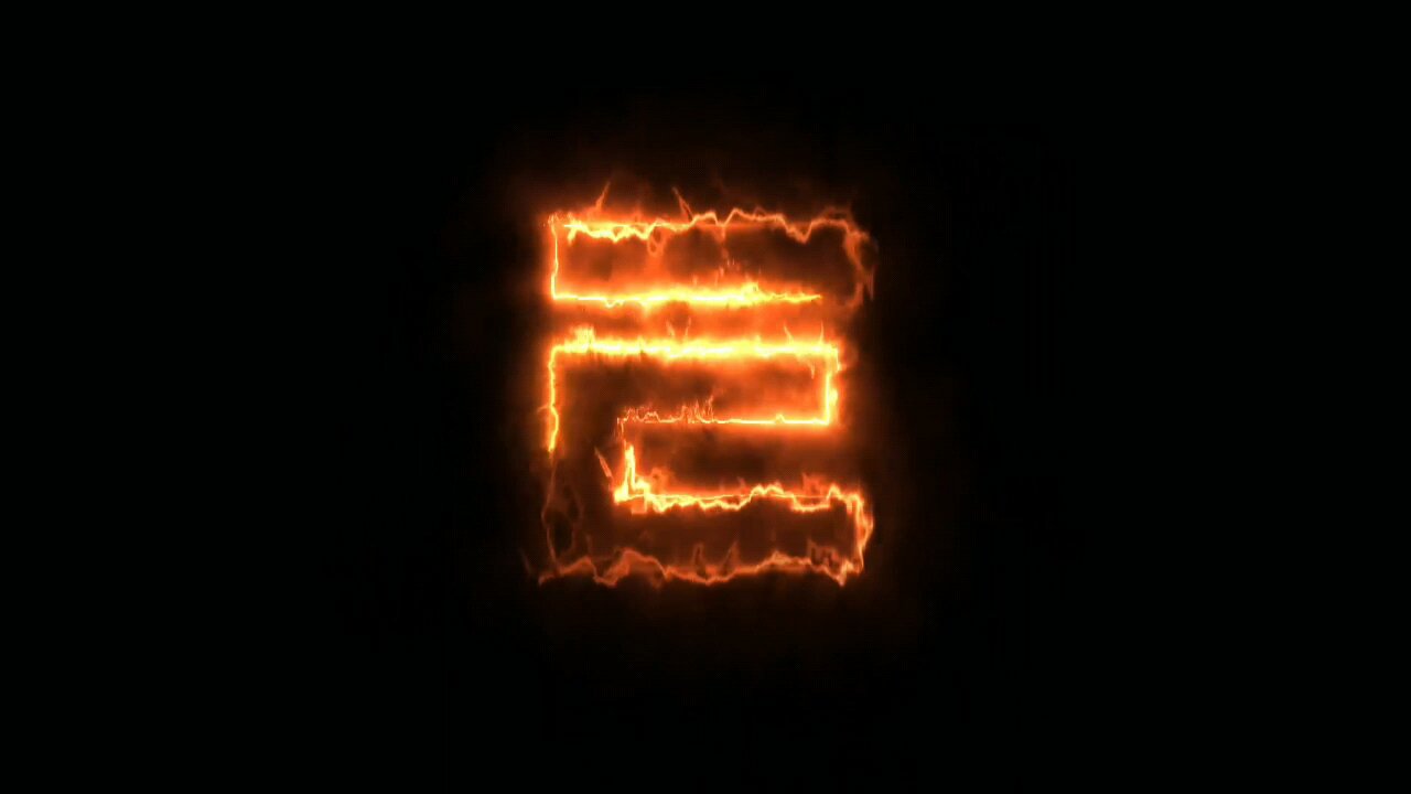 E Letter Fire Text