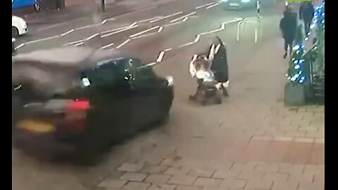 Mother & Daughter Survive A Close Encounter With A Crashing Car
