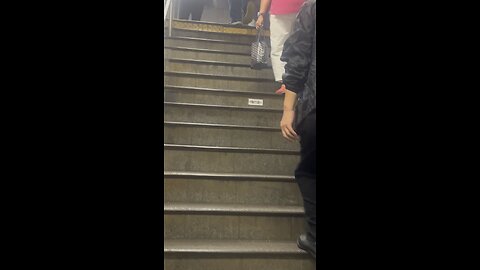 Subway climber competing on leash