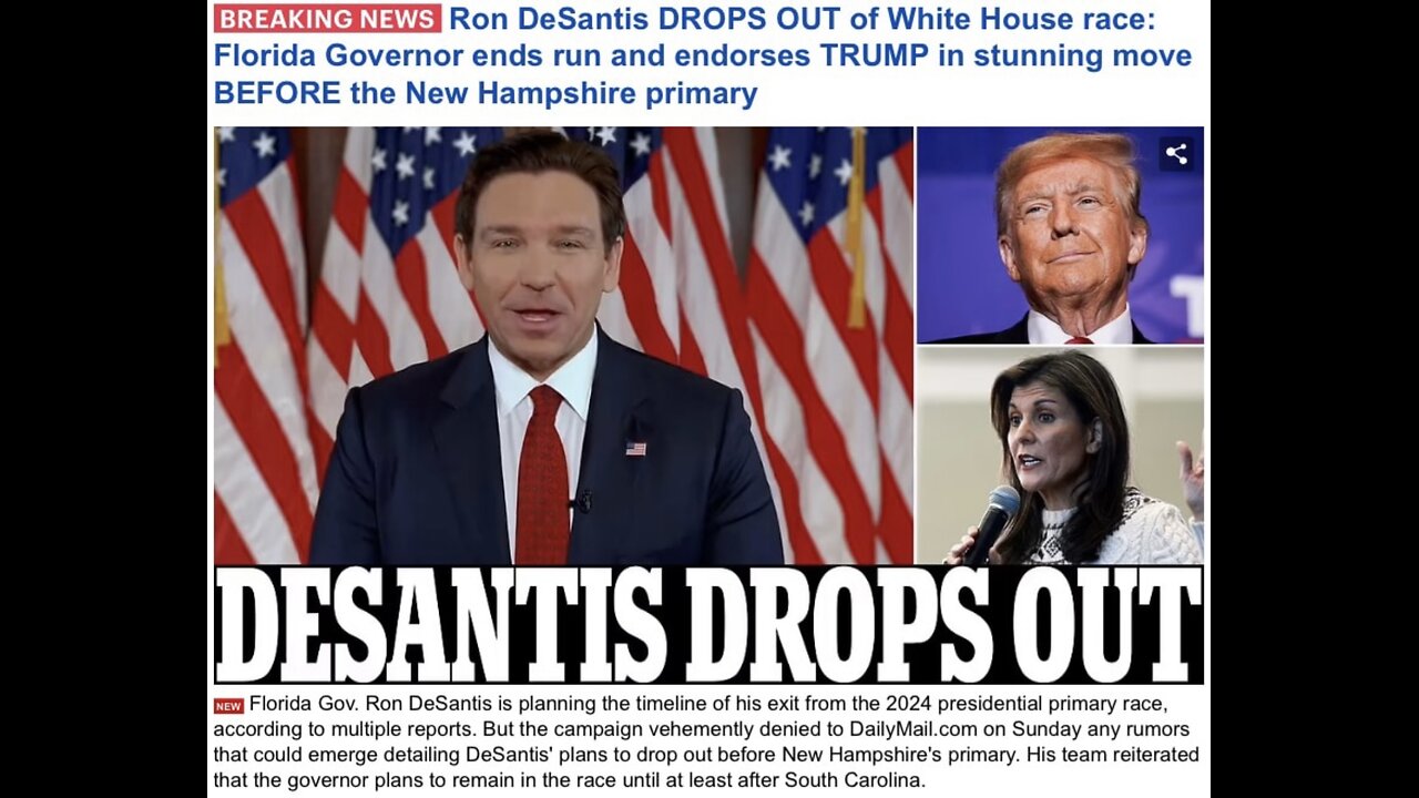 FLORIDA GOVERNOR RON DE SANTIS🤹🏻‍♂️🎪QUIT 2024 ELECTION CAMPAIGN🎬🗳️🏛️💫