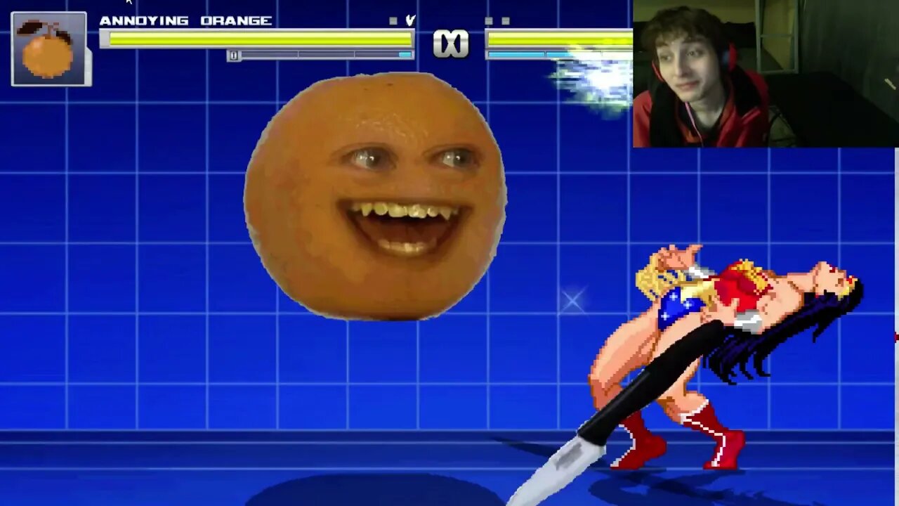 Annoying Orange VS Wonder Woman In An Epic Battle In The MUGEN Video Game With Live Commentary