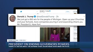 Trump calls Michigan Supreme Court ruling 'BIG win,' says churches & schools should open up