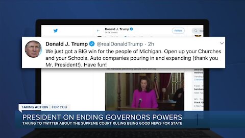 Trump calls Michigan Supreme Court ruling 'BIG win,' says churches & schools should open up