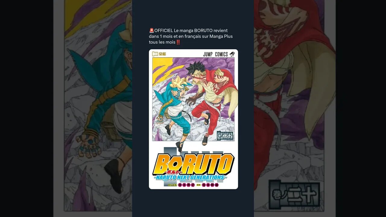 OFFICIEL Le manga BORUTO revient dans 1 mois et en français sur Manga Plus tous les mois‼️