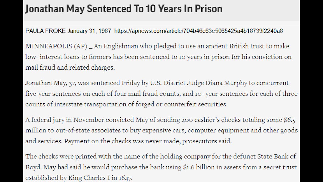 JONATHAN MAY PRISON TESTIMONY IN 1986 SYSTEM2000 NWO