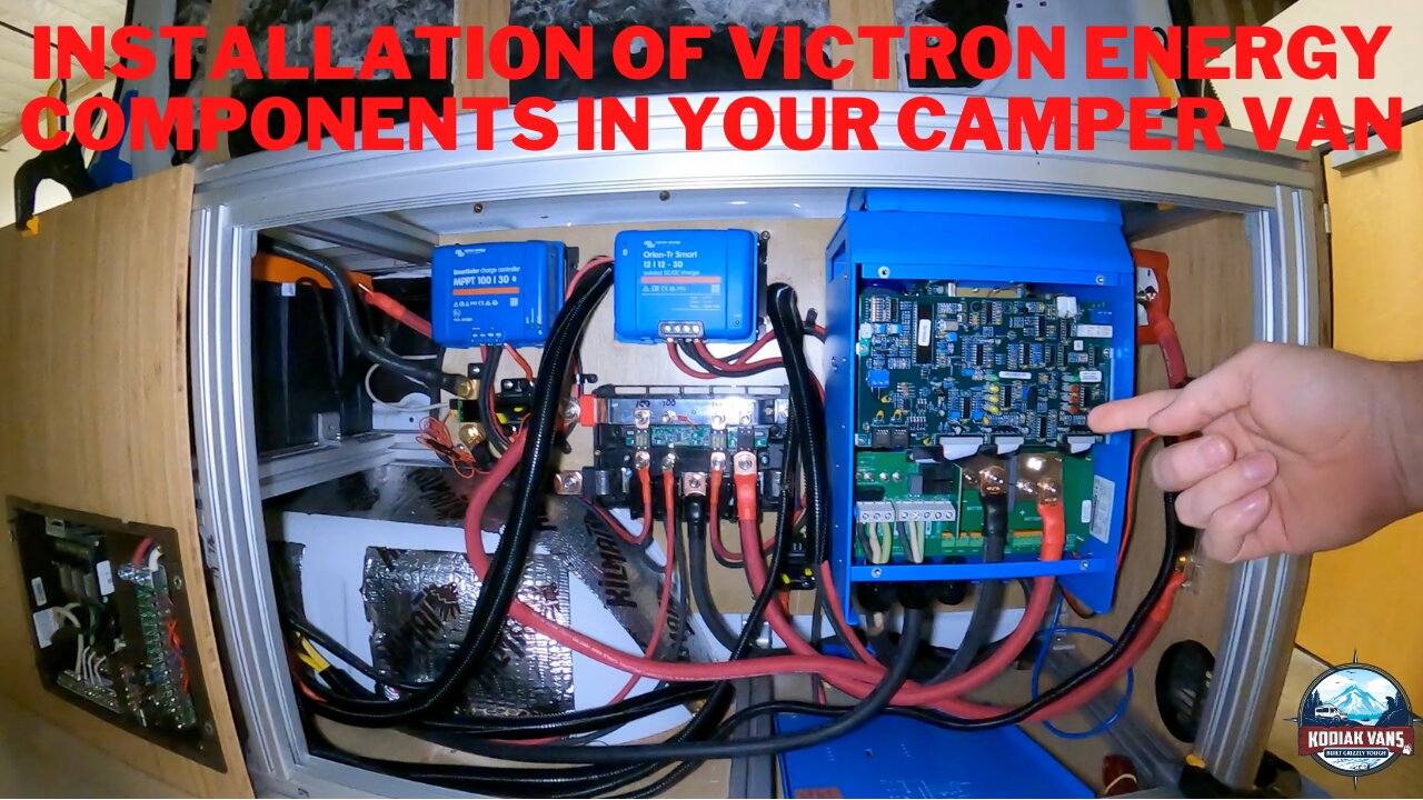 Overview of Victron Energy components installed in a Mercedes sprinter camper van