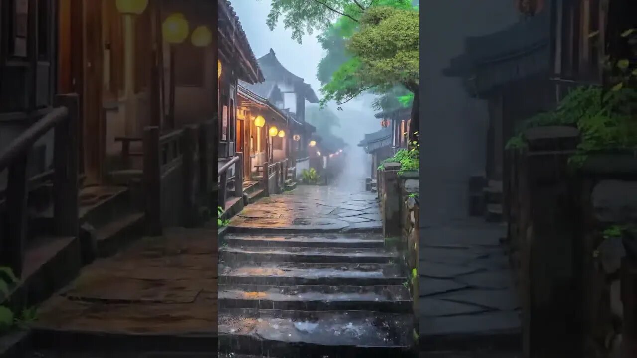 雨声助眠冥想安眠之旅:古城街道下的快速放松,带你深度冥想、治愈失眠#BGM#shorts #sleepmusic #shortsvideo #rainsounds #sleep #rain #ASMR