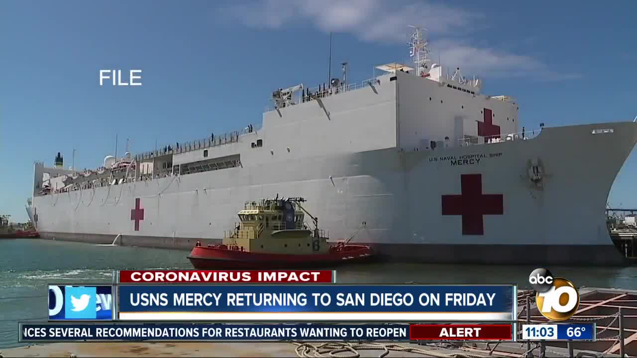 USNS Mercy returning to San Diego on Friday