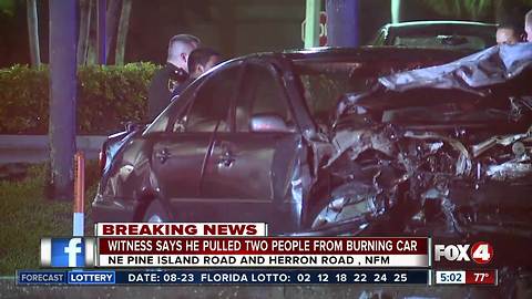 Witness saved people from burning car, following crash