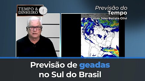 Previsão de geadas no Sul do Brasil com chuva na faixa leste e tempo seco no Brasil central