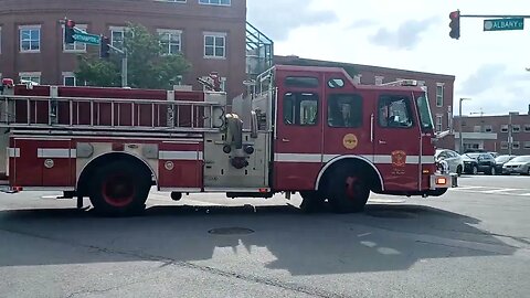 Boston Fire Department responding to a high angle rescue on Albany Street