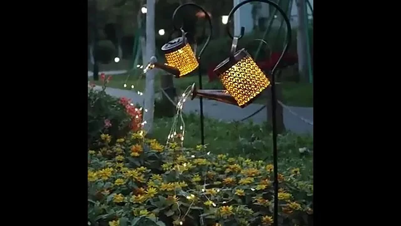 Solar Watering Can Light Hanging Waterfall