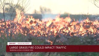 Fire along I-270 in Adams County