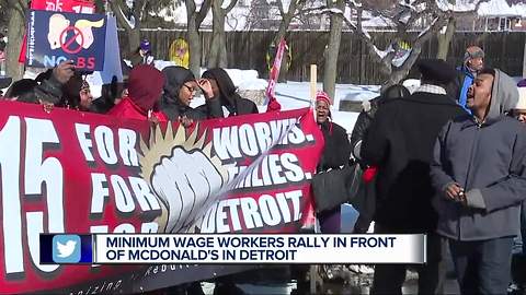 Low income workers march in Detroit for $15 minimum wage