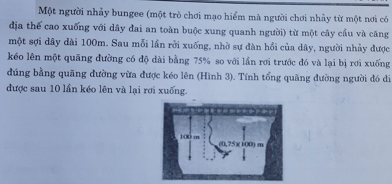 Toán 11: Một người nhảy bungee (một tròn chơi mạo hiểm mà người chơi nhảy từ một nơi